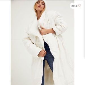 FREE PEOPLE Downtown Duvet Puffer Coat, Vanilla Cream, Size M, NEVER WORN